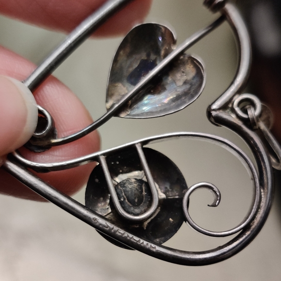Art Nouveau Sterling Silver Heart Pendant - Picture 8 of 10